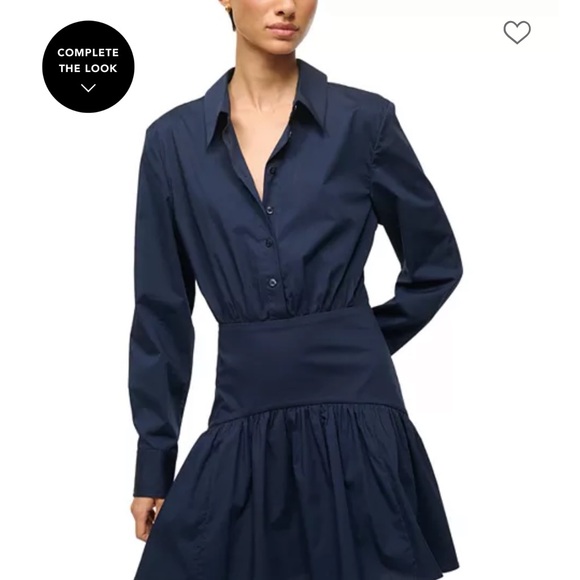 STAUD Elegant Navy Long Sleeve Dress - Picture 2 of 4